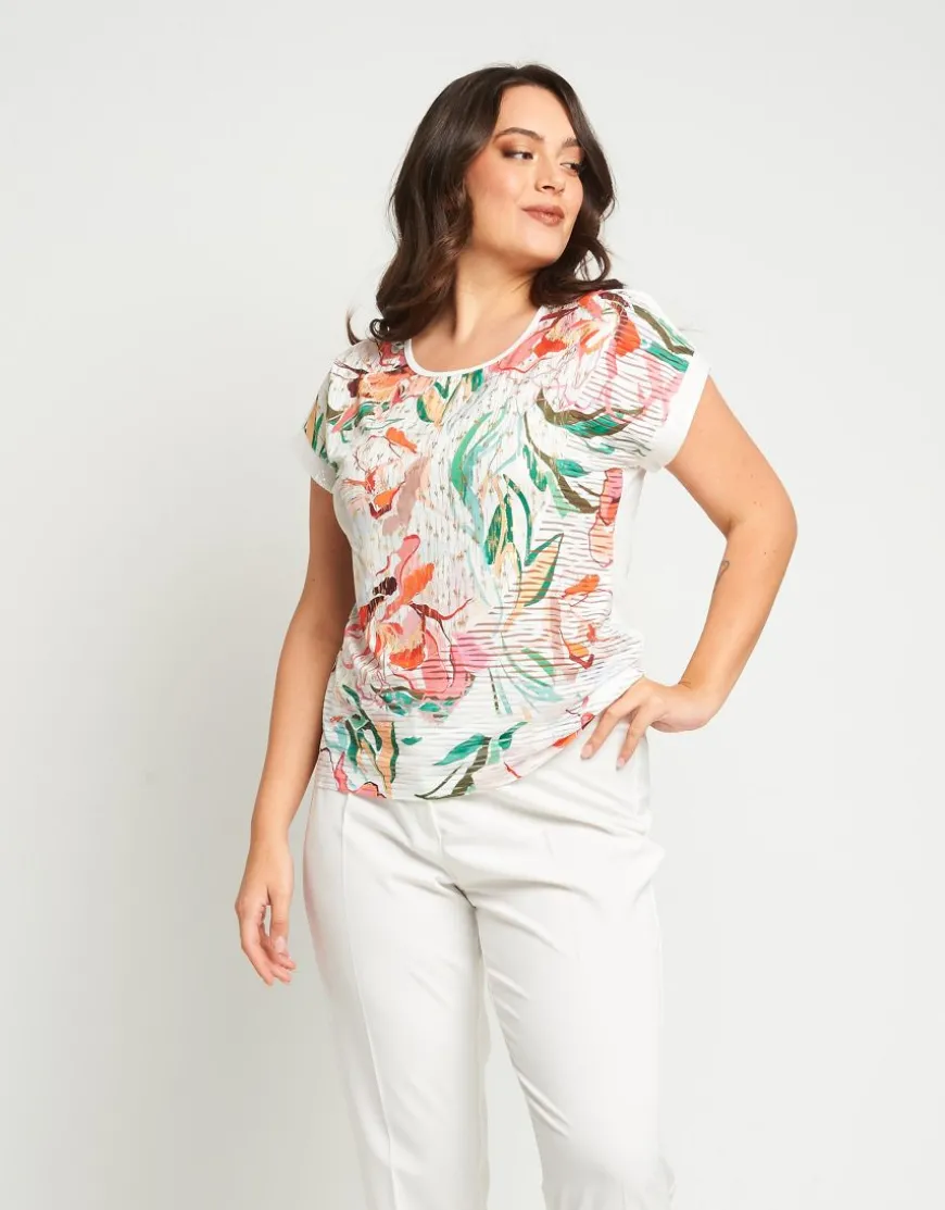T-shirt fantasia con lamina oro e paillettes