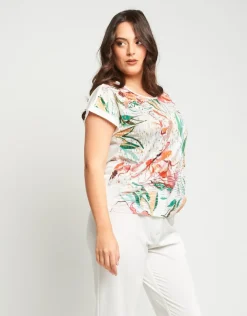 T-shirt fantasia con lamina oro e paillettes