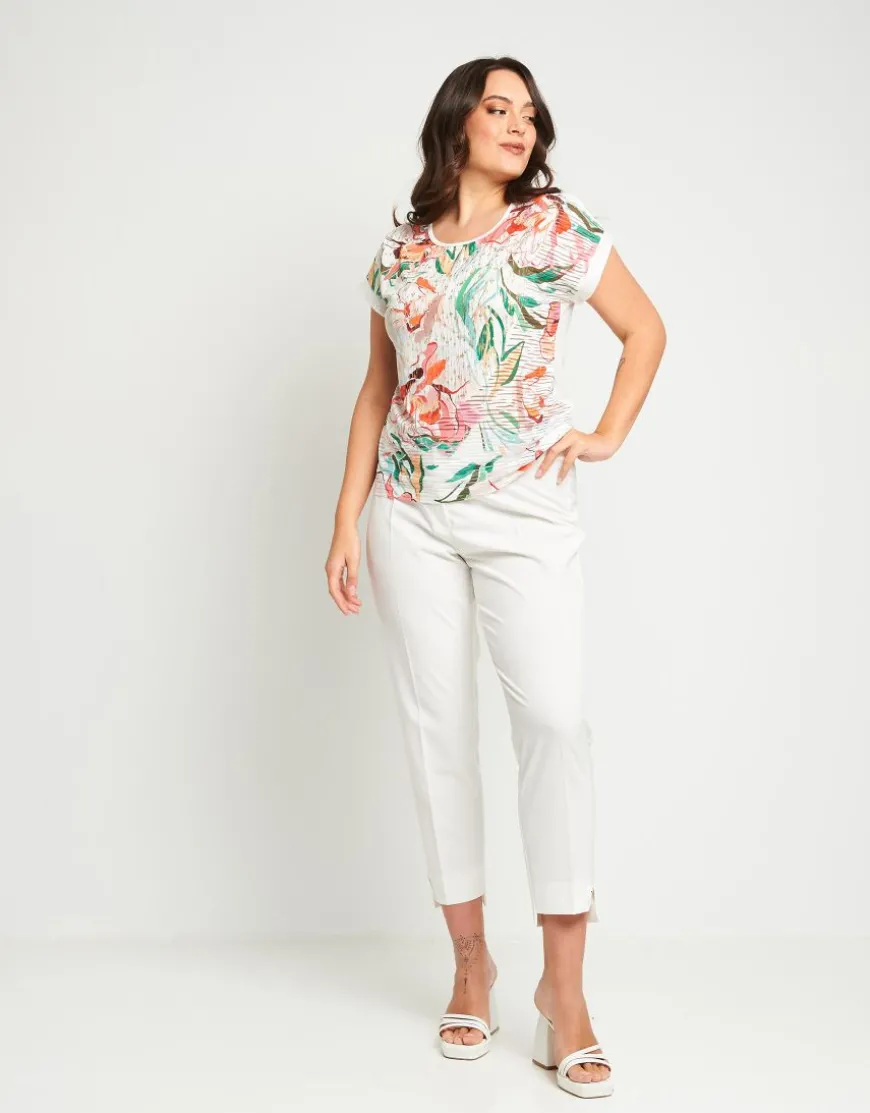 T-shirt fantasia con lamina oro e paillettes