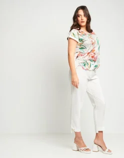 T-shirt fantasia con lamina oro e paillettes