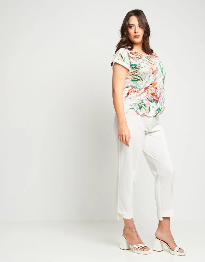 T-shirt fantasia con lamina oro e paillettes