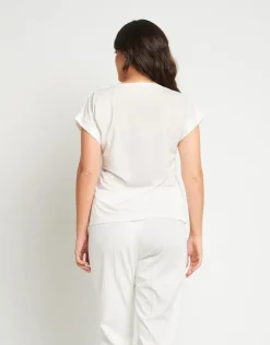 T-shirt fantasia con lamina oro e paillettes
