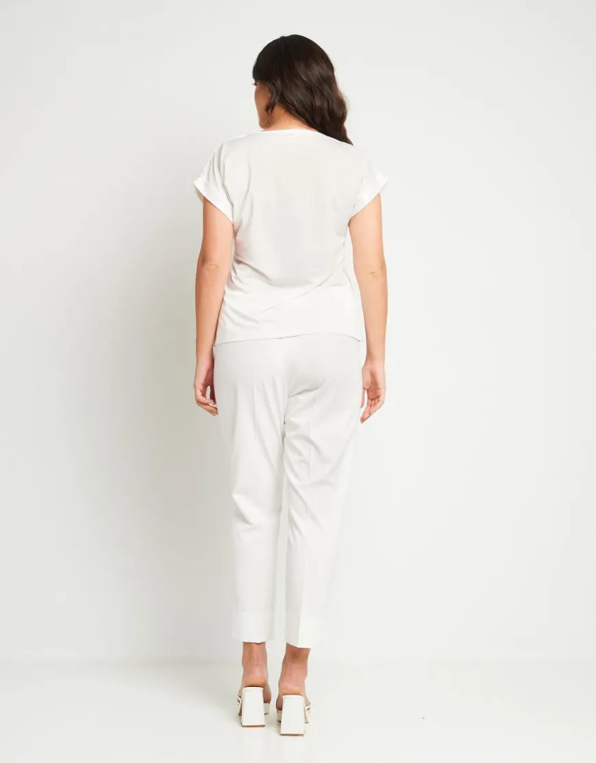 T-shirt fantasia con lamina oro e paillettes