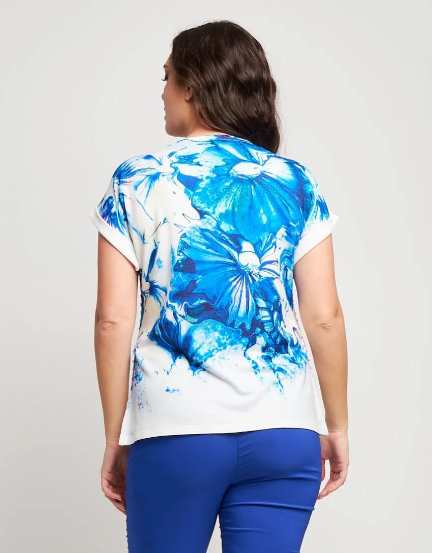 T-shirt floreale con volants