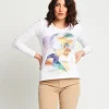 T-shirt in cotone con stampa e strass
