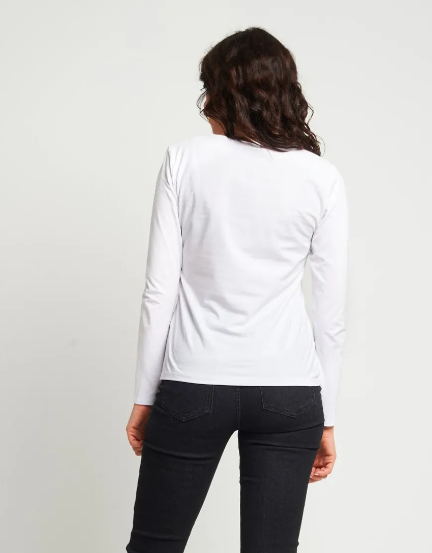 T-shirt in cotone con stampa e strass