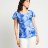 T-shirt in tulle con maniche ad aletta