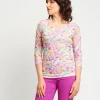 T-shirt in tulle con maniche tre quarti