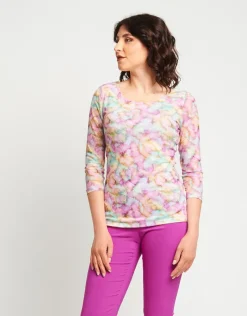 T-shirt in tulle con maniche tre quarti