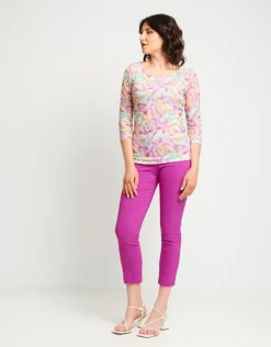 T-shirt in tulle con maniche tre quarti