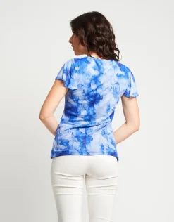T-shirt in tulle con maniche ad aletta