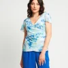 T-shirt incrociata in tulle fantasia