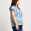 T-shirt stampata con lamina e paillettes