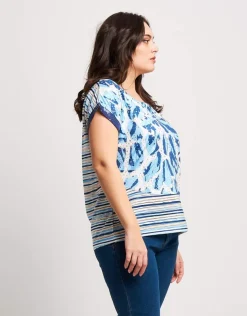T-shirt stampata con lamina e paillettes