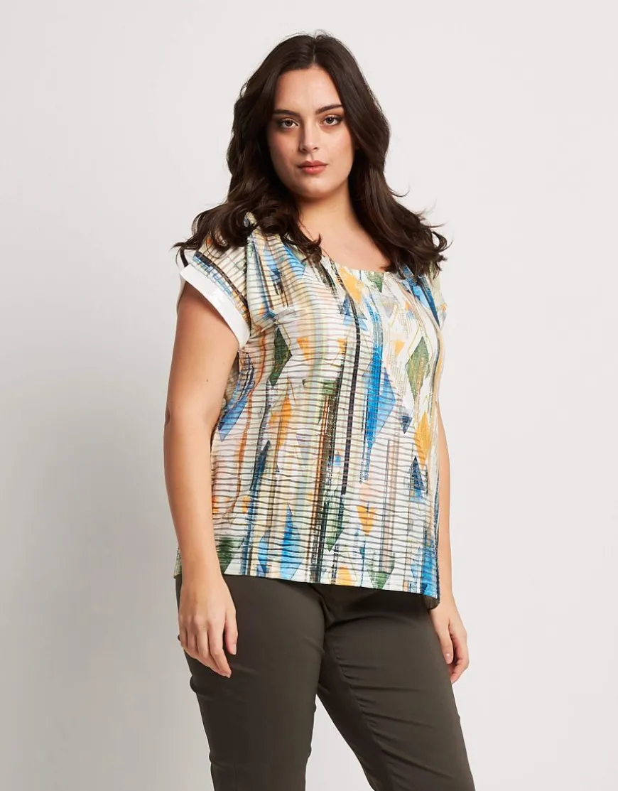 T-shirt stampata con lamina e paillettes