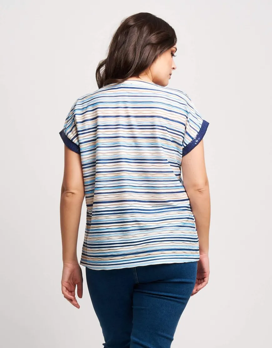 T-shirt stampata con lamina e paillettes