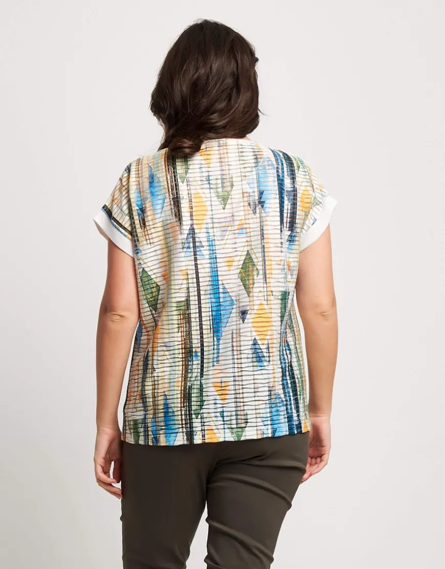 T-shirt stampata con lamina e paillettes
