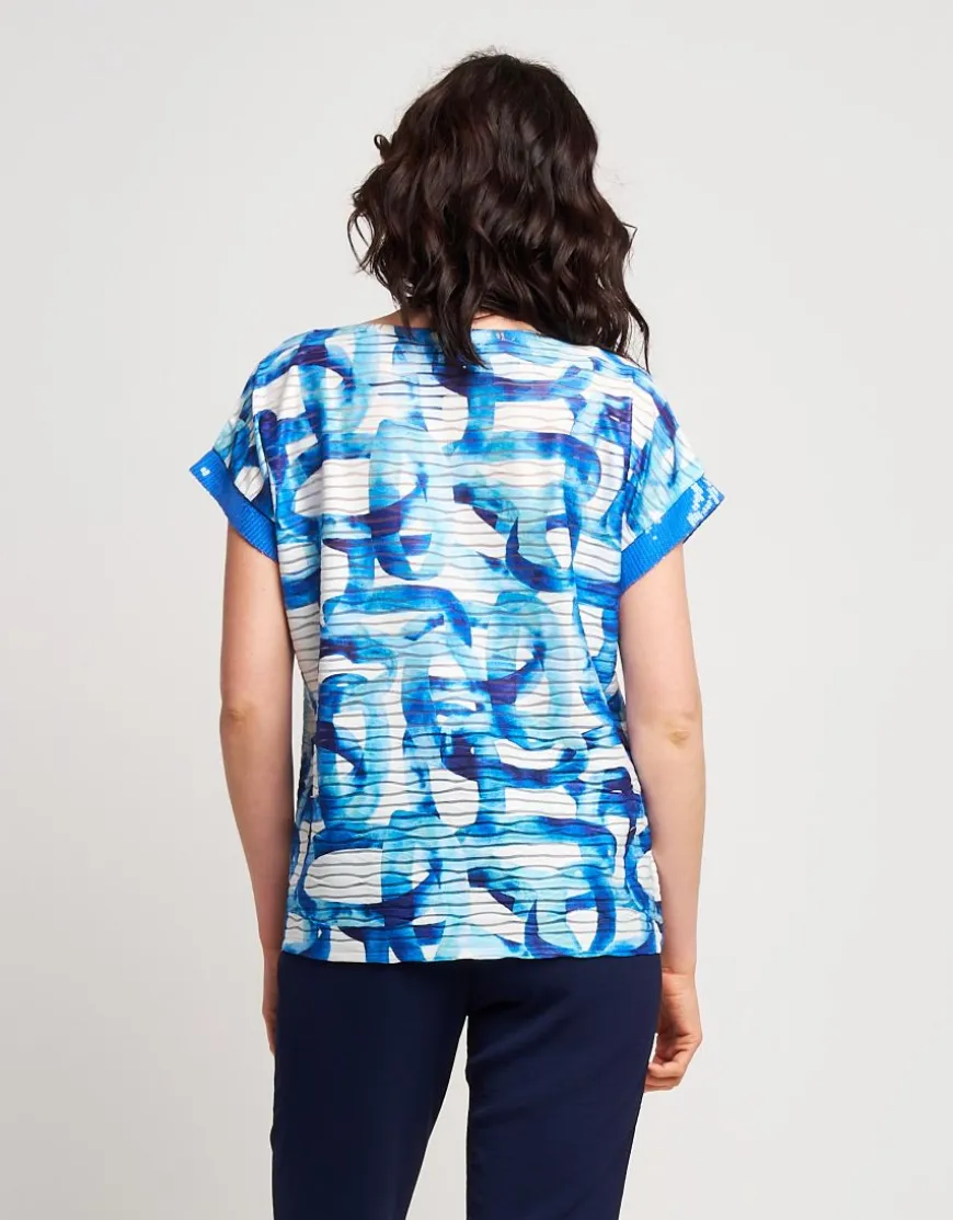 T-shirt stampata con lamina e paillettes