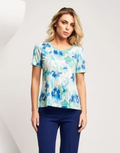 T-shirt stampata con paillettes