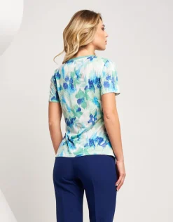 T-shirt stampata con paillettes