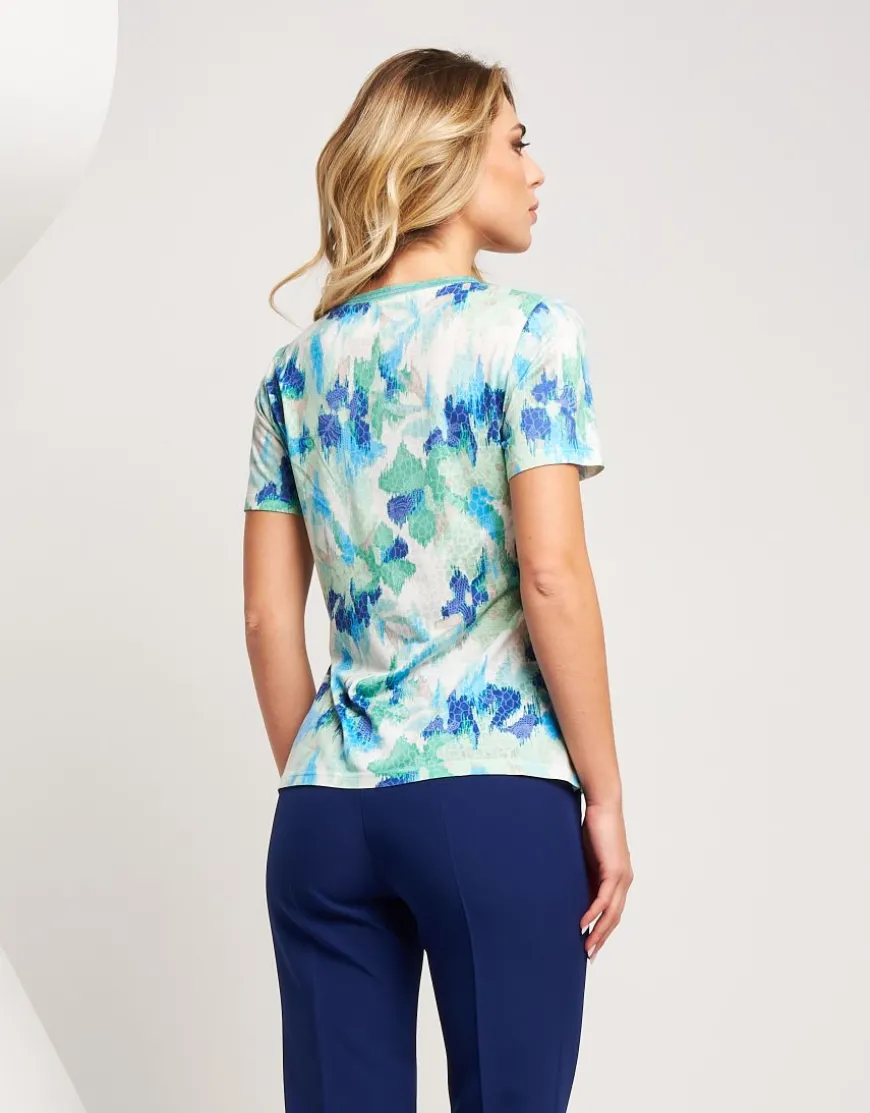 T-shirt stampata con paillettes