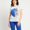 T-shirt stampata con patch di paillettes