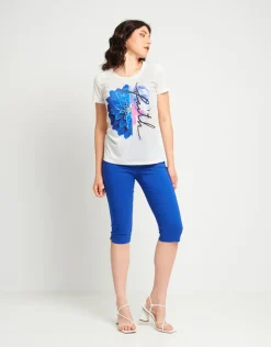 T-shirt stampata con patch di paillettes