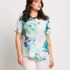 T-shirt stampata con punta e volants