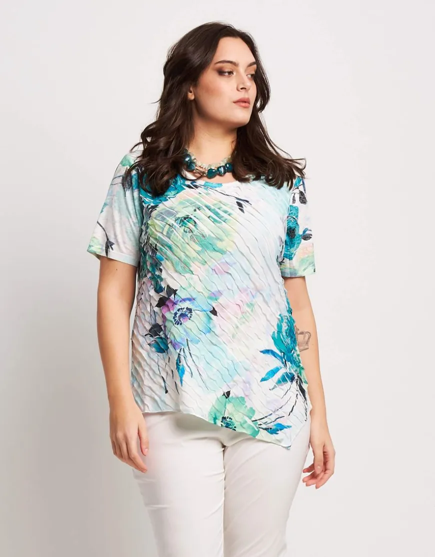 T-shirt stampata con punta e volants