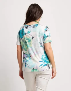 T-shirt stampata con punta e volants