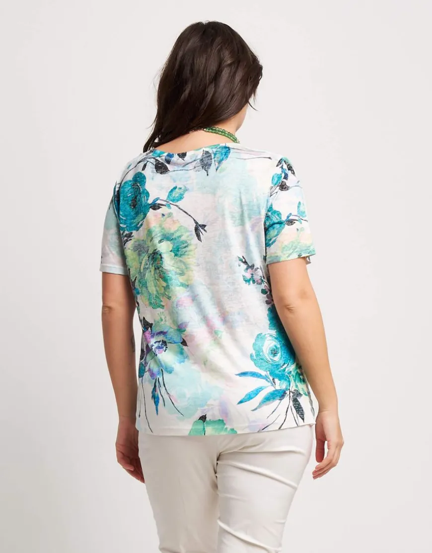 T-shirt stampata con punta e volants