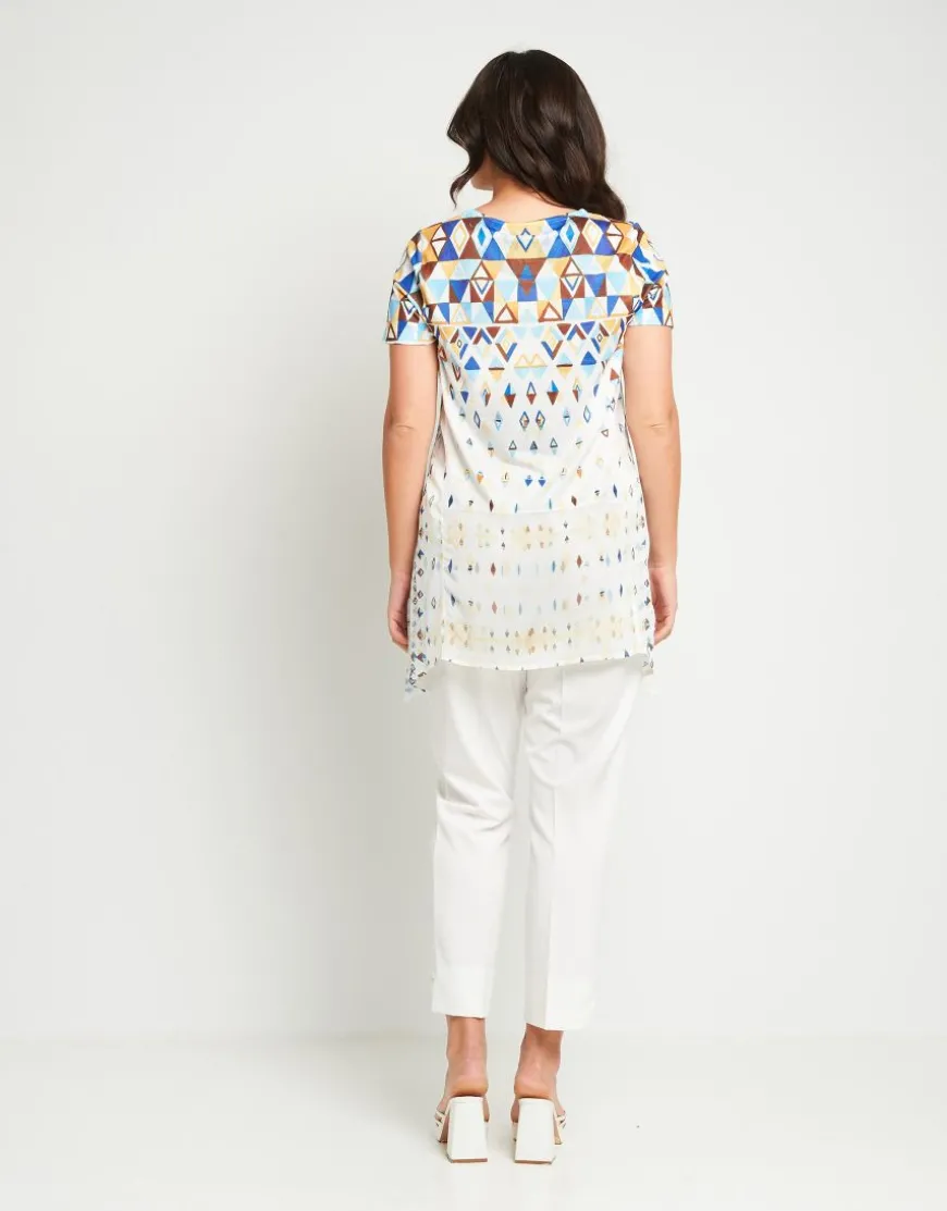 T-shirt stampata con punte in georgette