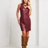 Tubino in ecopelle con scollo a V