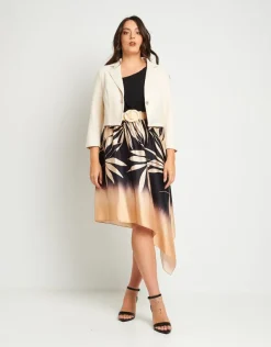 Vestito asimmetrico fantasia foglie