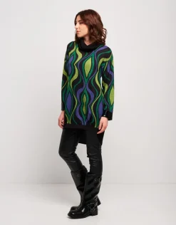 Vestito con collo alto in jacquard fantasia