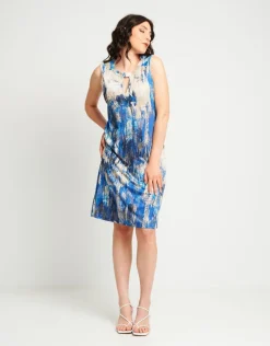 Vestito con scollo all'americana e stampa