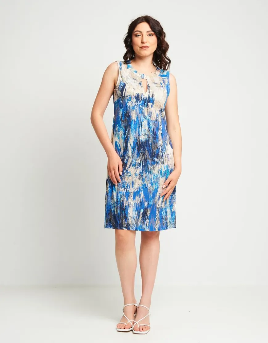 Vestito con scollo all'americana e stampa