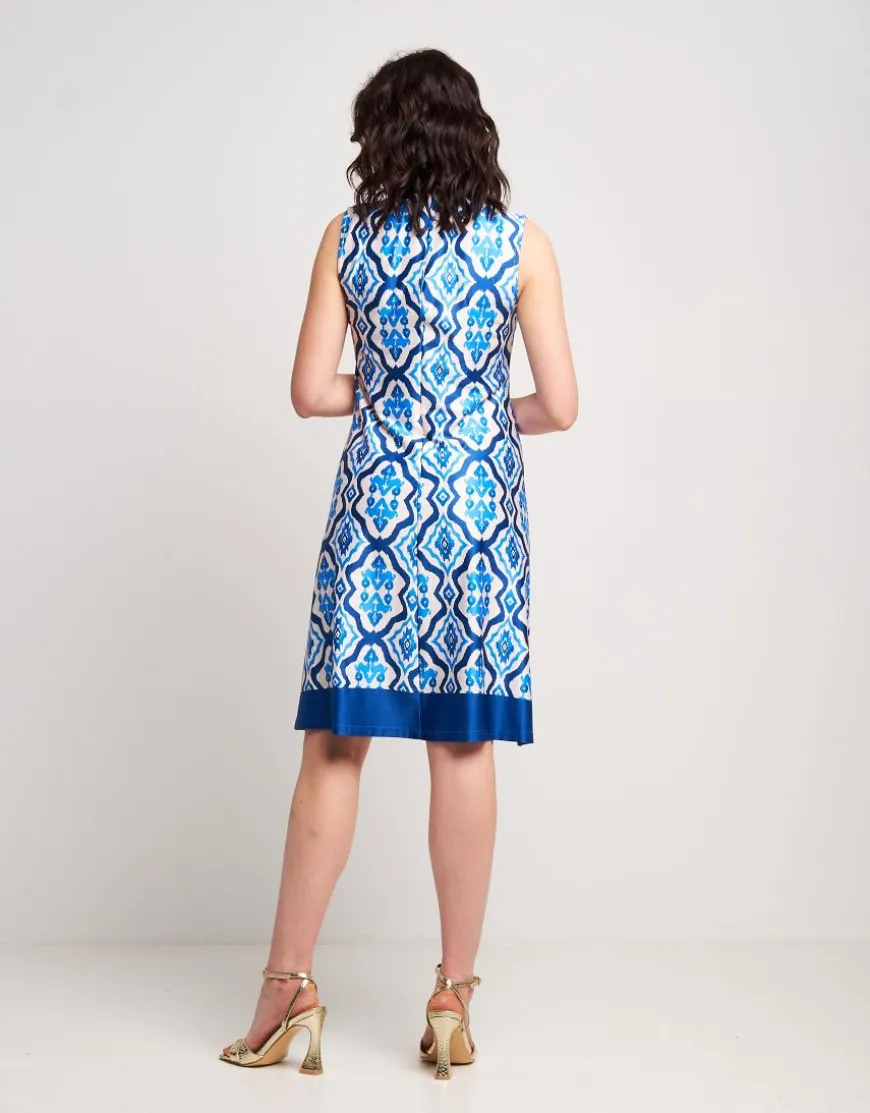 Vestito corto fantasia con nodo
