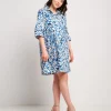 Vestito fantasia in cotone con colletto