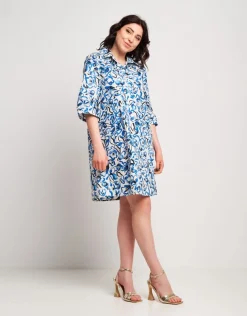 Vestito fantasia in cotone con colletto