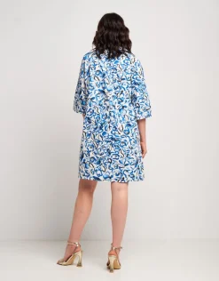 Vestito fantasia in cotone con colletto