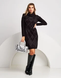 Vestito in maglia con fantasia strass