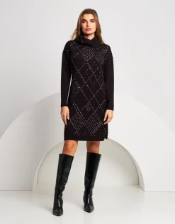 Vestito in maglia con fantasia strass