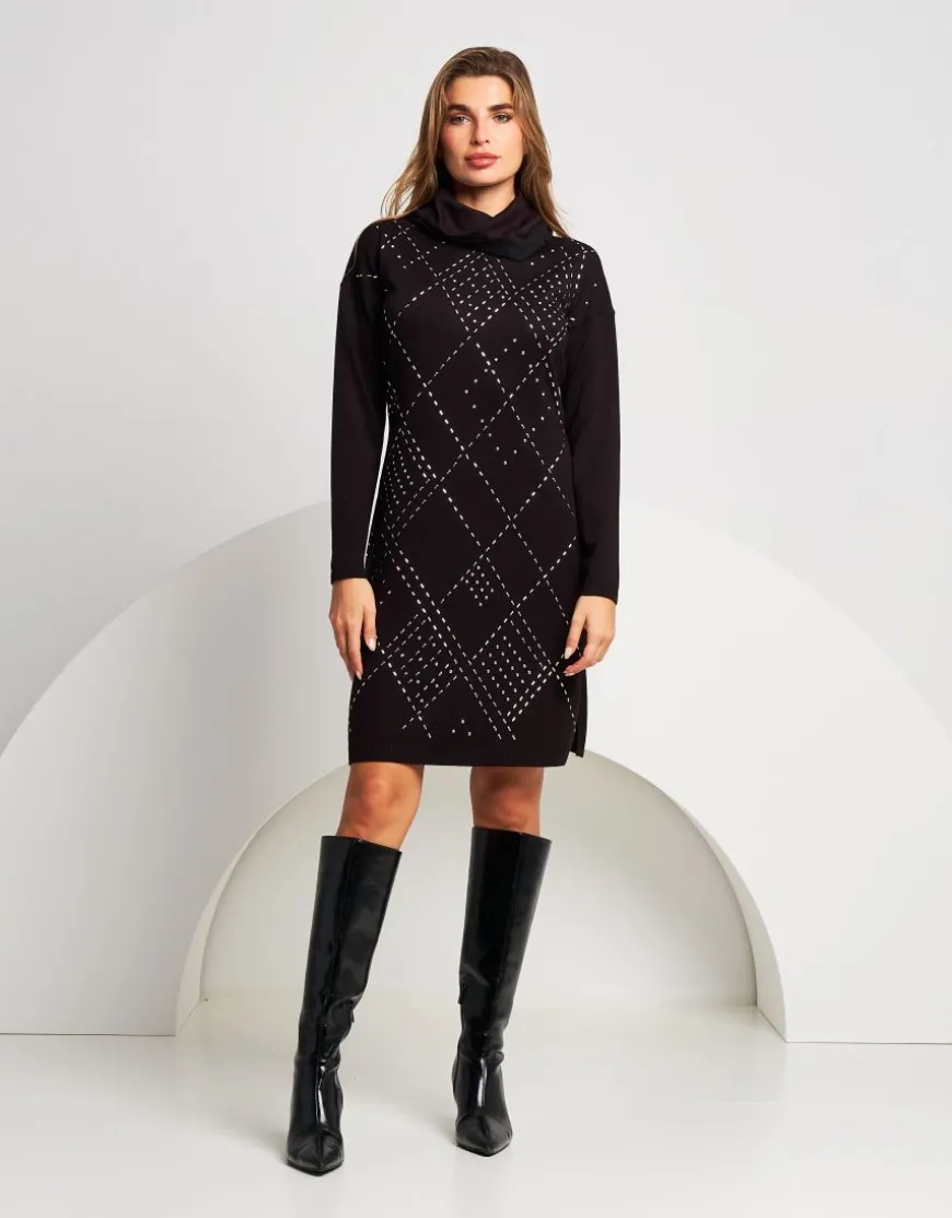 Vestito in maglia con fantasia strass