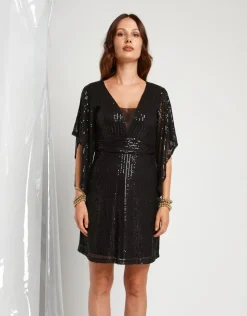 Vestito in paillettes con maniche ad ala