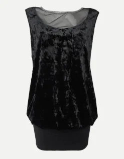 Vestito in velluto con inserti in tulle