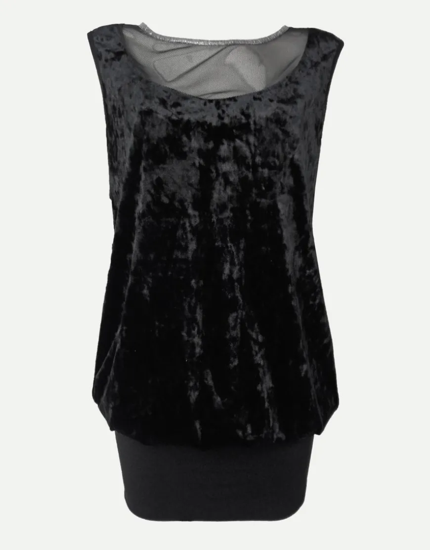 Vestito in velluto con inserti in tulle