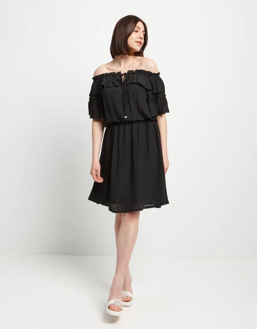Vestito in viscosa con elastico sulle spalle