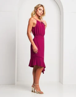 Vestito longuette fluido asimmetrico