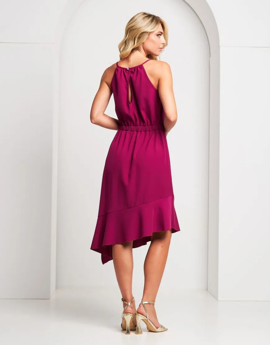 Vestito longuette fluido asimmetrico